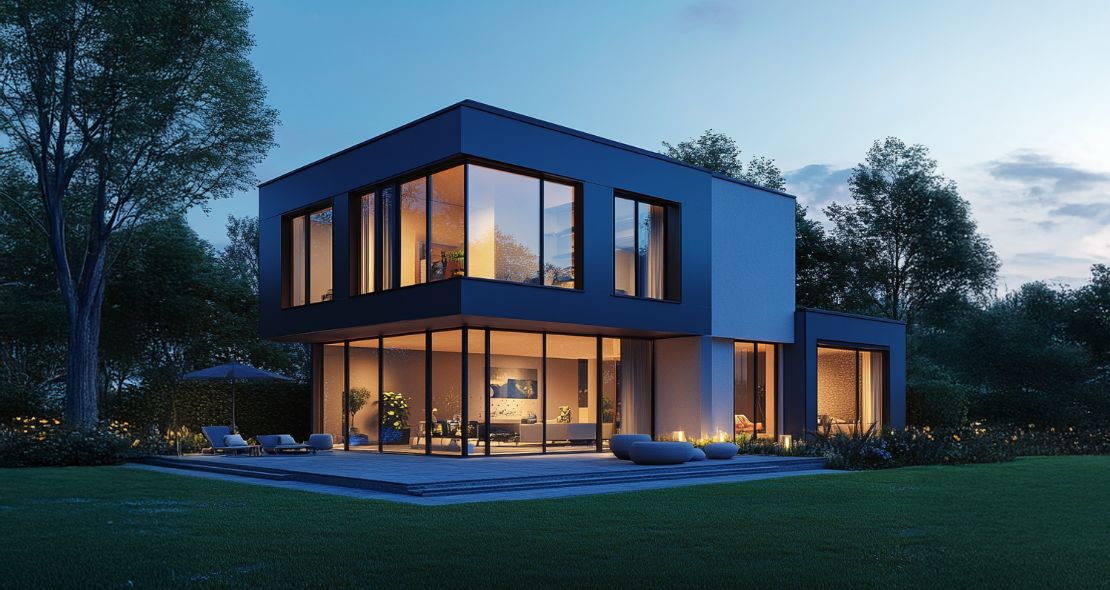 Einfamilienhaus Sonnenuntergang modern